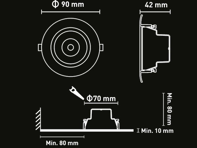 4.9w cct 3 kleur inbouwspot waterdicht (50x) - afbeelding 3 van  3