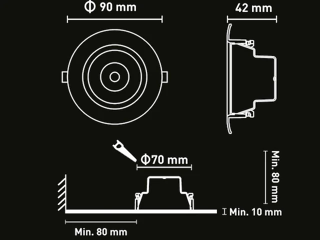 4.9w cct 3 kleur inbouwspot watredicht zwart(50x) - afbeelding 4 van  5