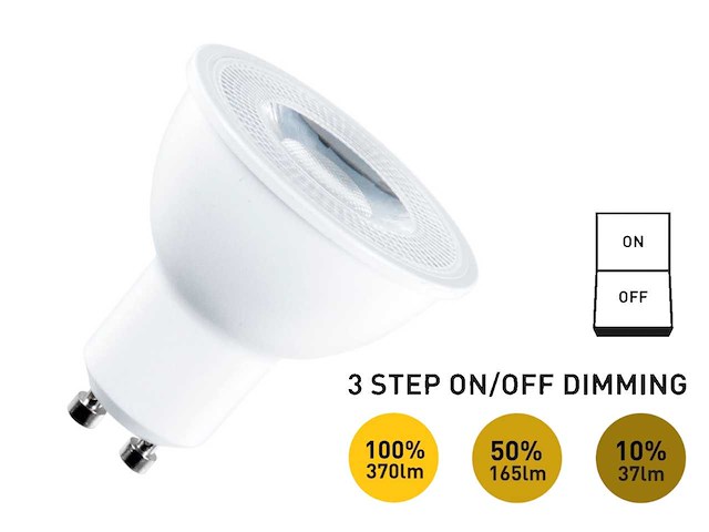4.9w gu10 led spot aan/uit dim met lens 3000k (100x) - afbeelding 1 van  2