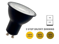 4.9w gu10 led spot aan/uit dimming met lens 3000k zwart(50x)