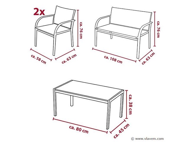 4delige lounge set-enkel afhaling - afbeelding 1 van  4
