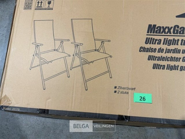 4x aluminium tuinstoel opvouwbaar - zilver/zwart - afbeelding 3 van  3