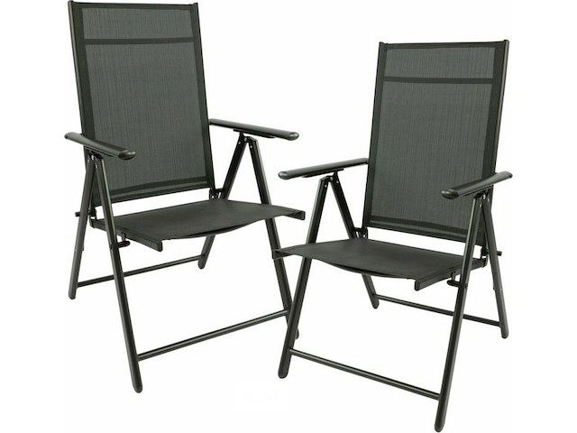 4x aluminium tuinstoel opvouwbaar - zilver/zwart - afbeelding 2 van  3