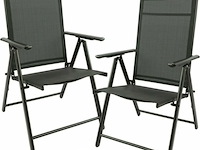 4x aluminium tuinstoel opvouwbaar - zilver/zwart - afbeelding 2 van  3