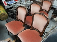 4x antieke stoel oudroze velours - afbeelding 2 van  6