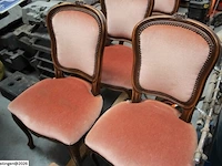 4x antieke stoel oudroze velours - afbeelding 3 van  6