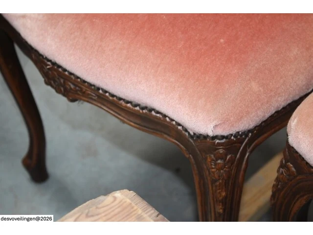 4x antieke stoel oudroze velours - afbeelding 5 van  6