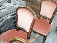 4x antieke stoel oudroze velours - afbeelding 6 van  6