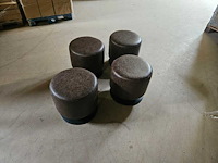 4x bruin simili leder poef 40cm ø - afbeelding 1 van  2