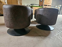 4x bruin simili leder poef 40cm ø - afbeelding 2 van  2