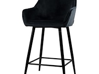 4x design barkruk zwart velvet - afbeelding 1 van  4