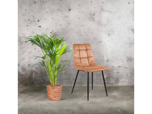 4x eetkamerstoel cognac microfbier - afbeelding 3 van  3