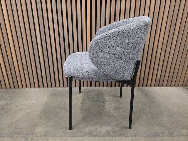 4x eetkamerstoel grey bouclé - afbeelding 4 van  5