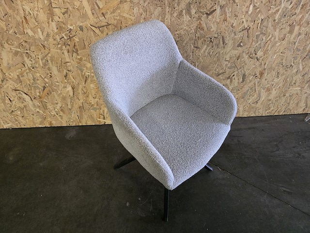 4x eetkamerstoel mhm15 beige bouclé met kruispoot - afbeelding 2 van  5