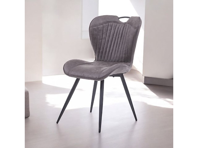 4x eetkamerstoel microfiber antraciet - afbeelding 1 van  1