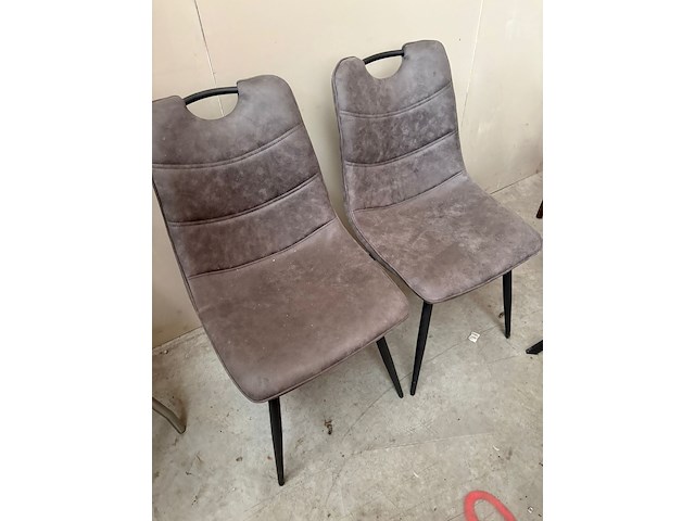 4x eetkamerstoel microfiber antraciet - afbeelding 2 van  2