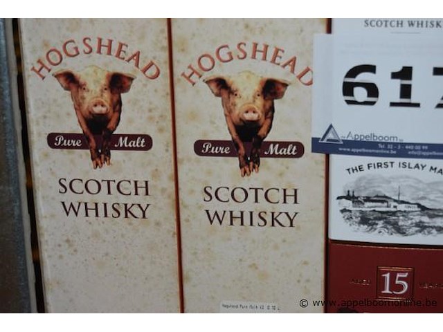 4x fles whisky, wo. 2x hogshead pure malt scotch whisky, 70cl, 2x bowmore islay single malt scotch whisky, 15 years darkest - afbeelding 3 van  3