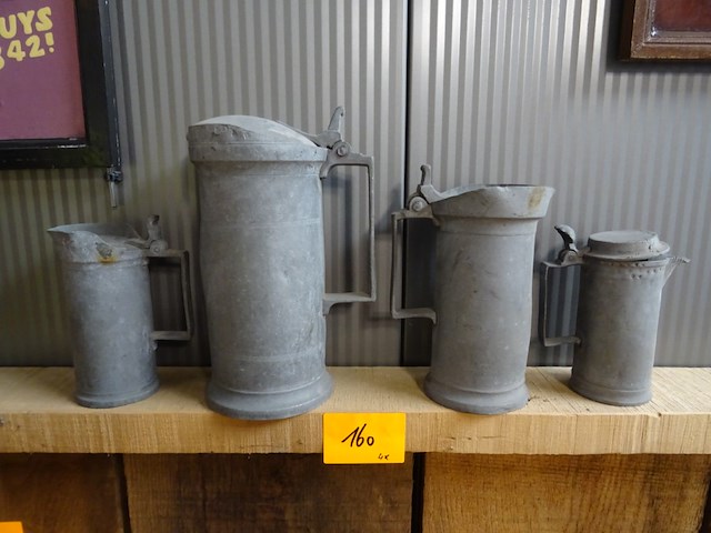 4x franse tinnen maatbekers - afbeelding 1 van  3