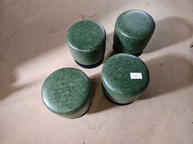 4x groen simili leder poef 40cm ø - afbeelding 1 van  2