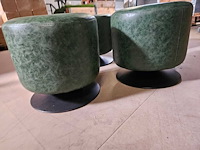 4x groen simili leder poef 40cm ø - afbeelding 2 van  2