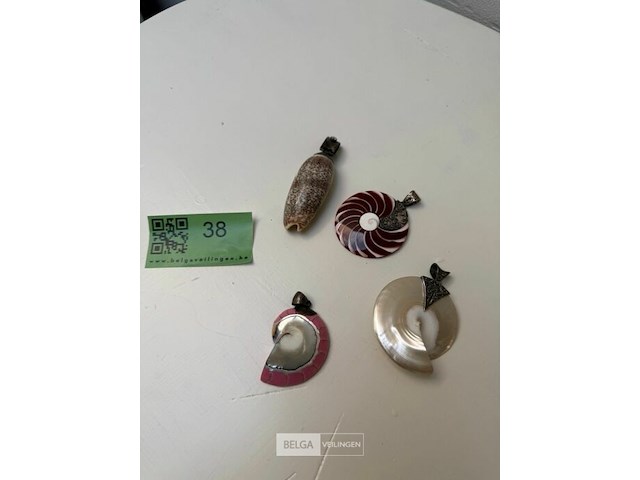 4x hangers uit schelp met zilver - afbeelding 2 van  5