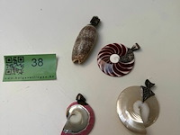 4x hangers uit schelp met zilver - afbeelding 2 van  5
