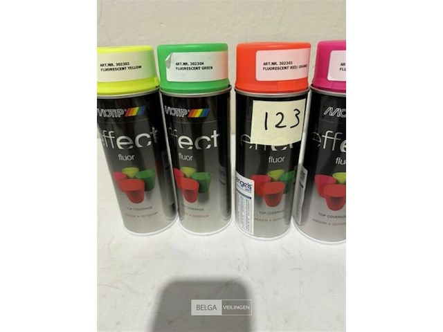 4x motip fluo: 1x geel, 1x groen, 1x rood/oranje, 1x roos 400ml (houdbaar tot 2034) - afbeelding 2 van  3