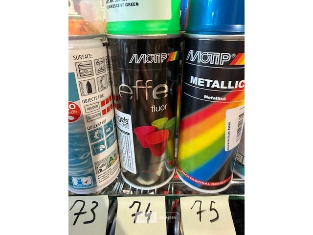 4x motip fluo 1x groen, 1x roos, 1x geel, 1x oranje 400ml (houdbaar tot 2034) - afbeelding 1 van  3