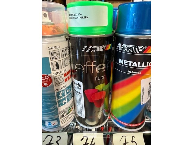 4x motip fluo 1x groen, 1x roos, 1x geel, 1x oranje 400ml (houdbaar tot 2034) - afbeelding 3 van  3