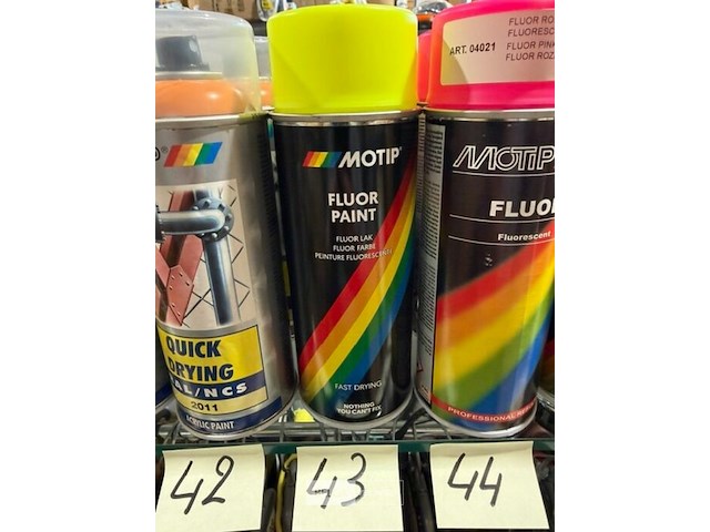 4x motip fluo geel 400ml (houdbaar tot 2034) - afbeelding 3 van  3
