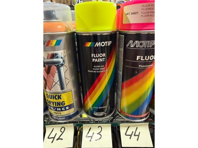4x motip fluo geel 400ml (houdbaar tot 2034) - afbeelding 3 van  3