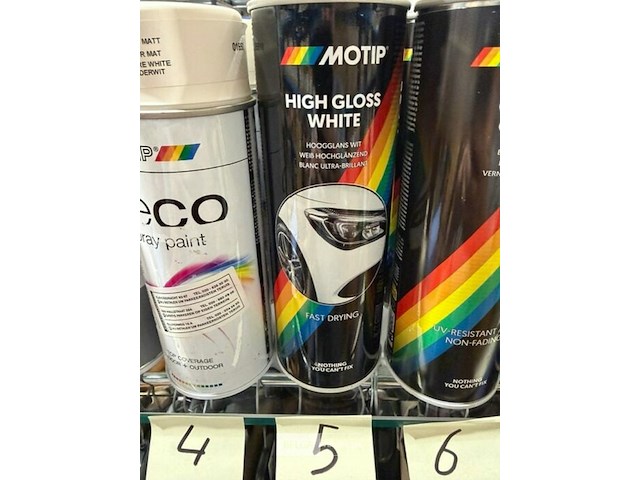 4x motip hoogglans wit 500ml (houdbaar tot 2034) - afbeelding 1 van  3