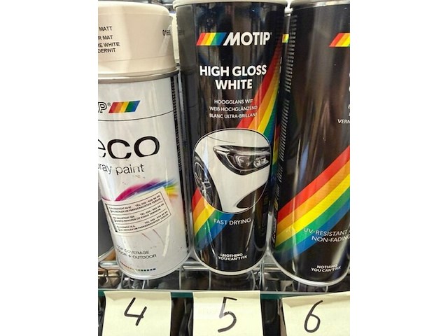 4x motip hoogglans wit 500ml (houdbaar tot 2034) - afbeelding 2 van  3