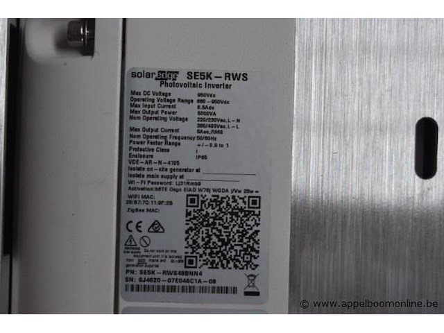 4x omvormer, solaredge, se5k-rws, werking niet gekend - afbeelding 2 van  2