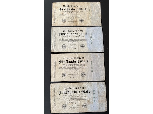 4x reichsbanknote 500 mark 1922 - afbeelding 1 van  2