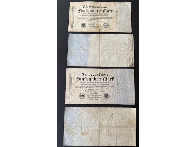 4x reichsbanknote 500 mark 1922 - afbeelding 2 van  2