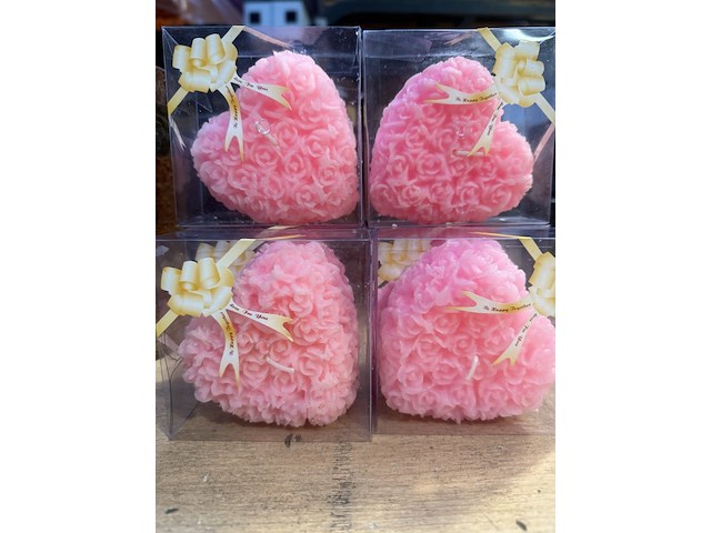 4x rose heart kaars - afbeelding 1 van  1