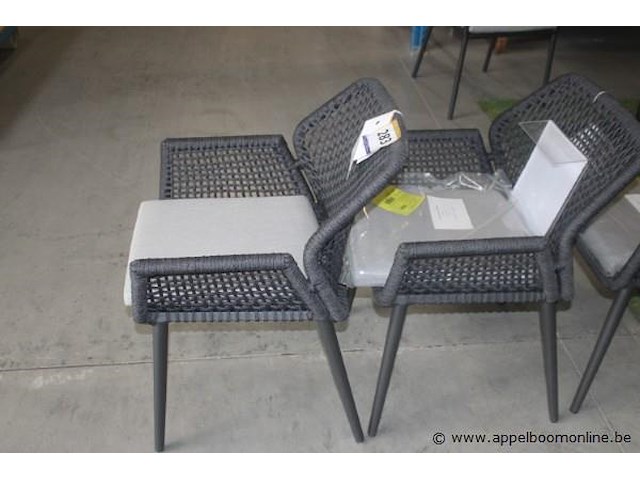 4x sedona armstoel aluminium charcoal mat + rope ow zwart | 4x sedona kussen voor armstoel - afbeelding 2 van  2