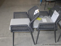 4x sedona armstoel aluminium charcoal mat + rope ow zwart | 4x sedona kussen voor armstoel - afbeelding 2 van  2