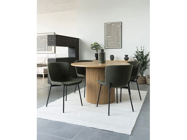 4x stoel bouclé groen - afbeelding 2 van  2