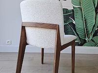 4x stoel walnootkleur - beige - afbeelding 1 van  3