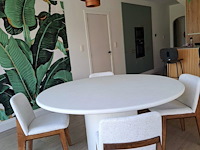 4x stoel walnootkleur - beige - afbeelding 2 van  3