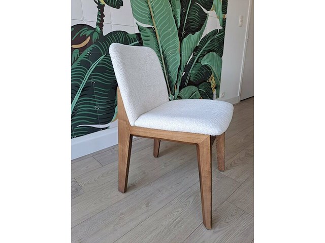 4x stoel walnootkleur - beige - afbeelding 3 van  3