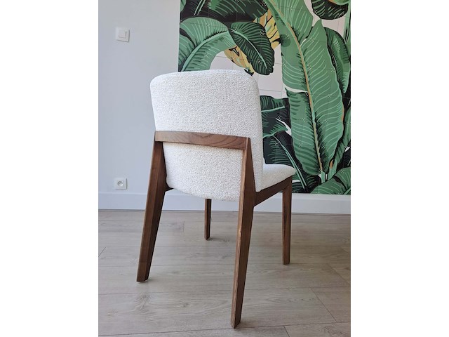 4x stoel walnootkleur - beige - afbeelding 1 van  3