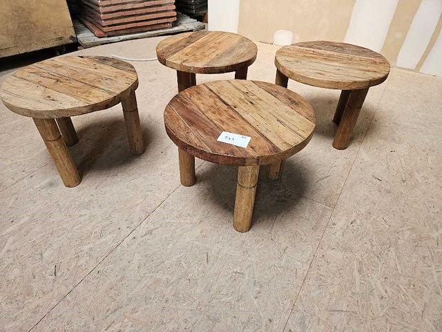 4x teak salontafel buiten 60cm ø - afbeelding 1 van  3