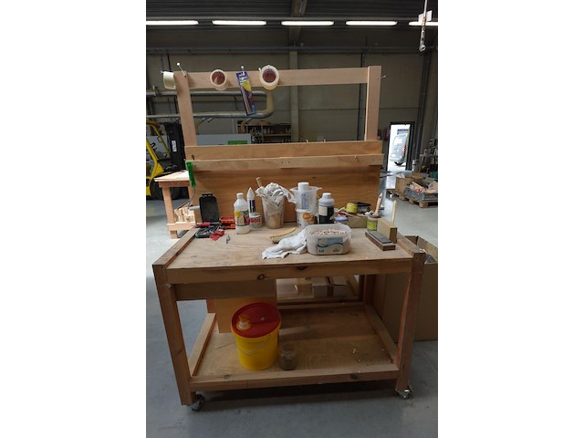 4x verrijdbare houten werkbank - afbeelding 3 van  5