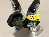 4x zwenkwiel diameter 100mm - plaat 105x80mm - hoogte 130mm - afbeelding 3 van  3