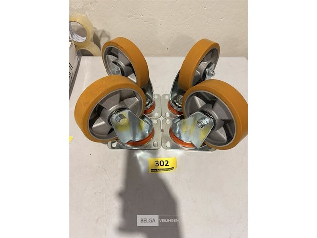 4x zwenkwiel diameter 150mm - plaat 140x110mm - hoogte 195mm - 300kg - afbeelding 2 van  3