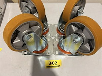 4x zwenkwiel diameter 150mm - plaat 140x110mm - hoogte 195mm - 300kg - afbeelding 2 van  3