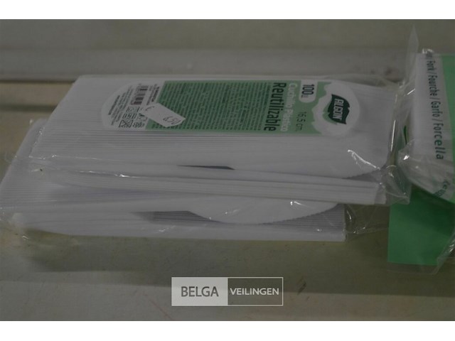 4x100st plastieken vorken en 2x100st plastieken messen - afbeelding 2 van  2